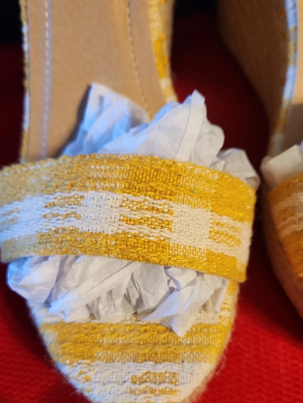 Yellow Striped Women's Platform Wedge Sandals